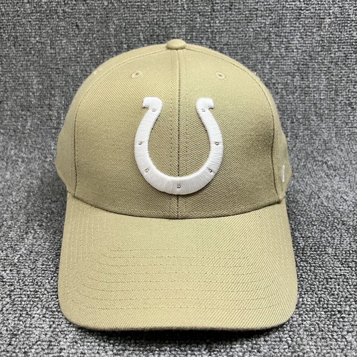 Indianapolis Colts '47 Brand MVP Hat Tan Khaki White Horseshoe Logo Strapback