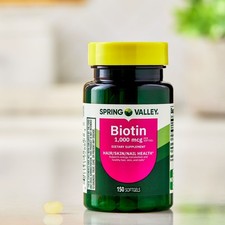 Spring Valley Biotin 1000 mcg Softgels 150 Ct Hair Skin Nails Health Support