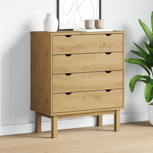 Schubladenschrank Otta Echtmassivholz 76,5X39,5X90 Cm Kommode-image