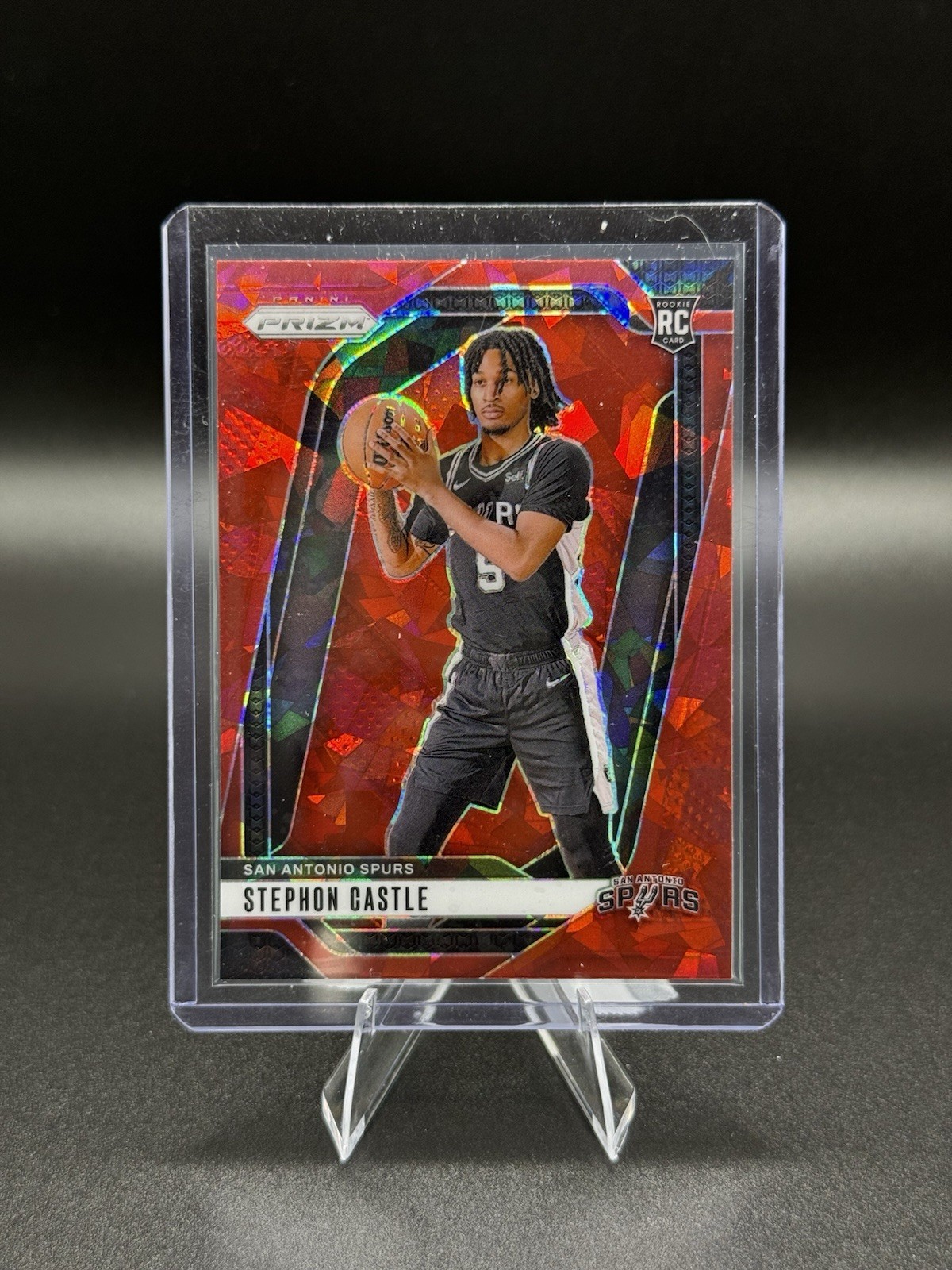 2024-25 PANINI PRIZM - STEPHON CASTLE #234 ROOKIE RC RED CRACKED ICE PRIZM SPURS