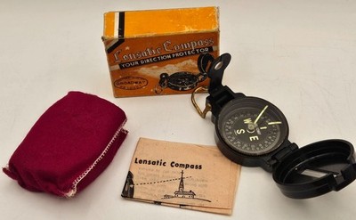 Vtg Engineer Lensatic Compass w Original Box Storage Pouch Instructions