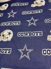 Dallas Cowboys Cotton Fabric 17" x 58" Navy Blue NFL Logo Helmet Design Crafts S
