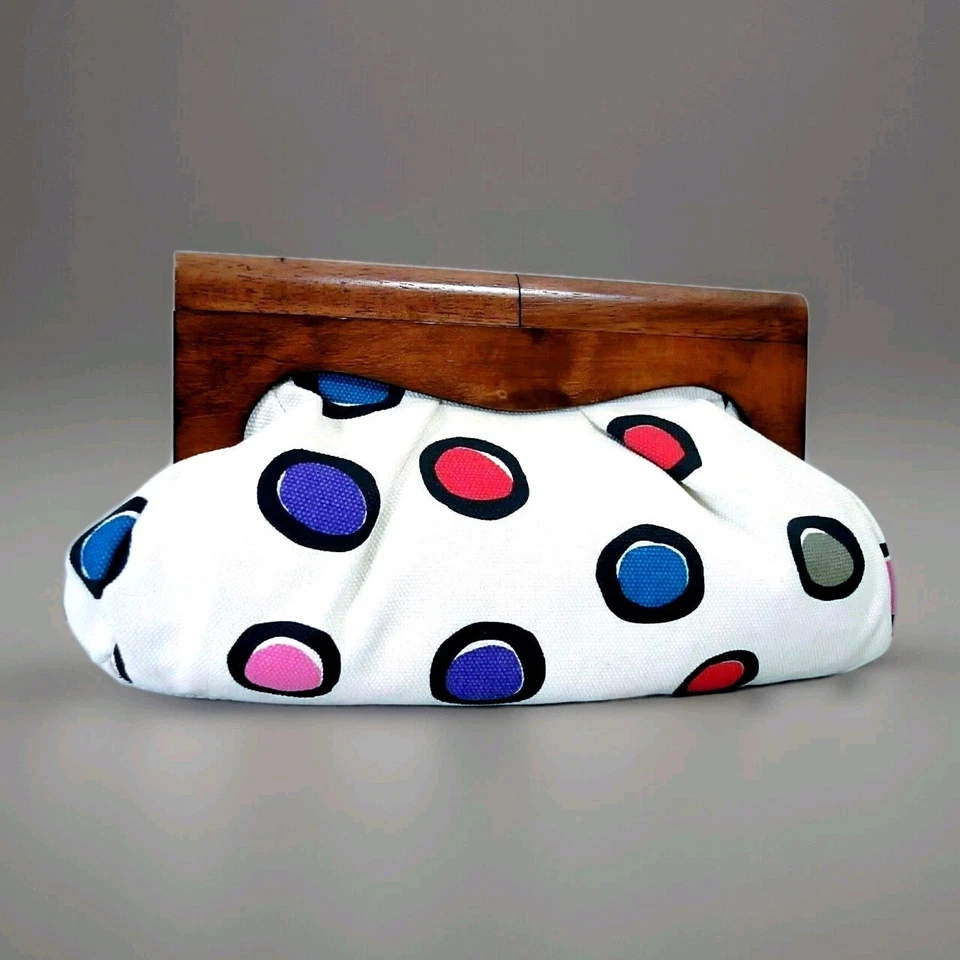 Bolso de Mano Mujer French Connection Madera Lona Nuevo Lunares Cierre Espejo Mediano Foto 2 de 4