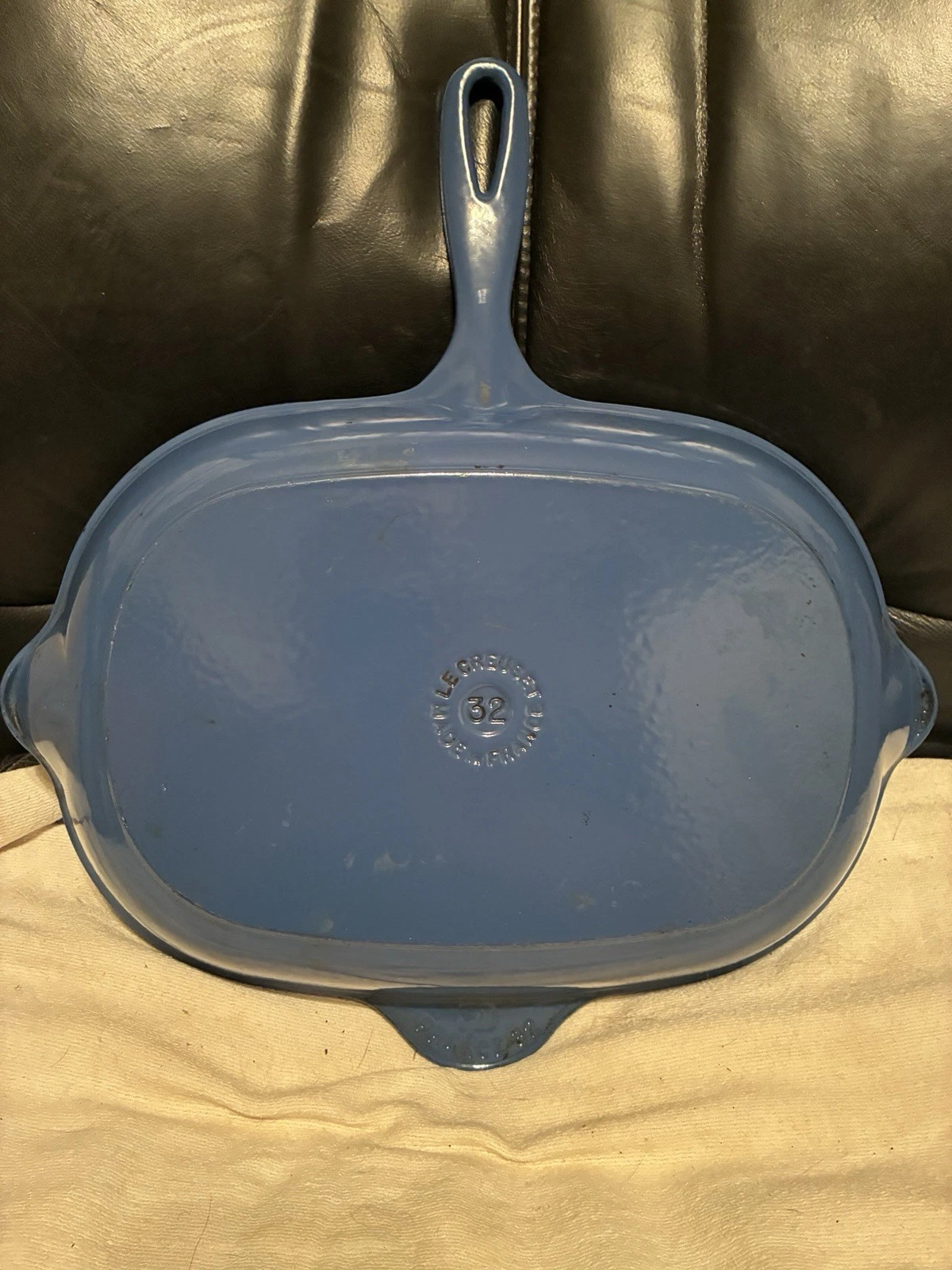 Le Creuset 32cm Cast Iron Grill Pan Marseille Blue Large Enameled