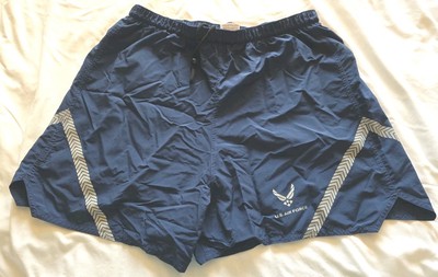 US Air Force PT Shorts Mens XXLarge Blue Brief Lined Physical Training Running