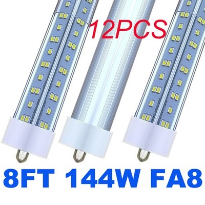 12Pcs T8 8FT FA8 Single Pin Led Tube Light Bulbs 144W 8Foot Led Shop Light 6500K