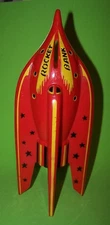 1950's  FOSTA RED & YELLOW HARD PLASTIC ROCKET SHIP BANK WITH DAMAGE
