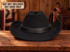 Scull Cowboy Hat Band, Handmade Full Grain Leather Western Hatband, Adjustable