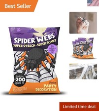 Versatile 200 Sq Ft Halloween Spider Web Decoration - Complete with 8 Spiders