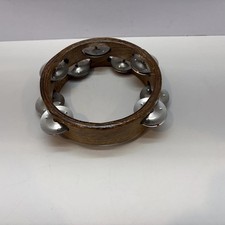 VTG Tambourine Wood Frame Multiple Pairs Of Metal Jingles Zills . 178
