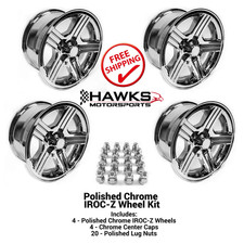 1988-1990 Camaro Iroc-z 17x9 Wheel Kit Set Of 4 Chrome W Center Caps Lug Nuts