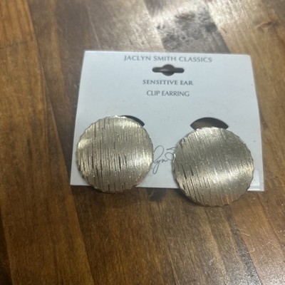 Jaclyn Smith Gold Tone Textured Disc Clip On Earrings 