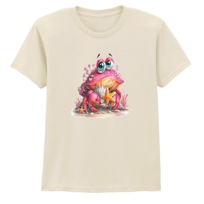 Skurrile rosa Krabbe Muschel Mädchen T-Shirt Ozean Meer Leben Geschenk für Tochter