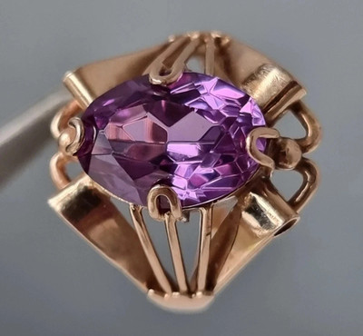 GOLD RING 14K 583 Alexandrite Size 7,5 Soviet Union Russia USSR Original Vintage
