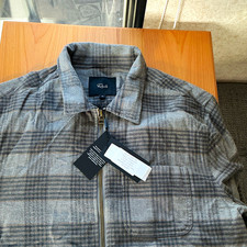 Rails Jaque Lithium Rust Men's Grey Check Full Zip Cotton Twill Jacket Size M