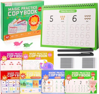 6er Pack Magic Grooved Kopierbücher, Magische Tinte Handschrift Übungsbücher für... 