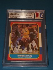 1986 FLEER BASKETBALL #66 MAURICE LUCAS JERSEY FUSION GAME USED NBA LOGO PATCH