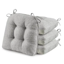  Chair Cushions for Dining Chairs, Tufted Memory Foam 4 Pack 01 Light Grey