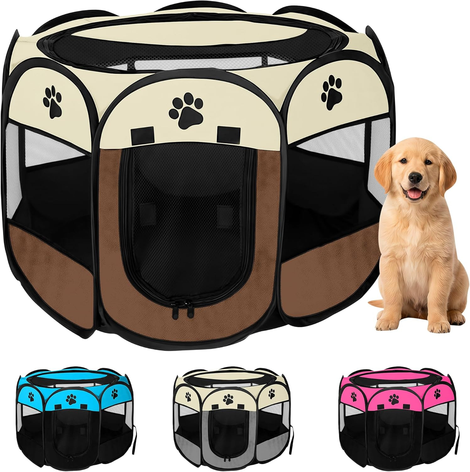 Box Cuccioli Pieghevole Tessuto Oxford Impermeabile Recinto Parto Animali