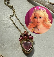 Barbie Princess Charm School inspired pink  crown necklace