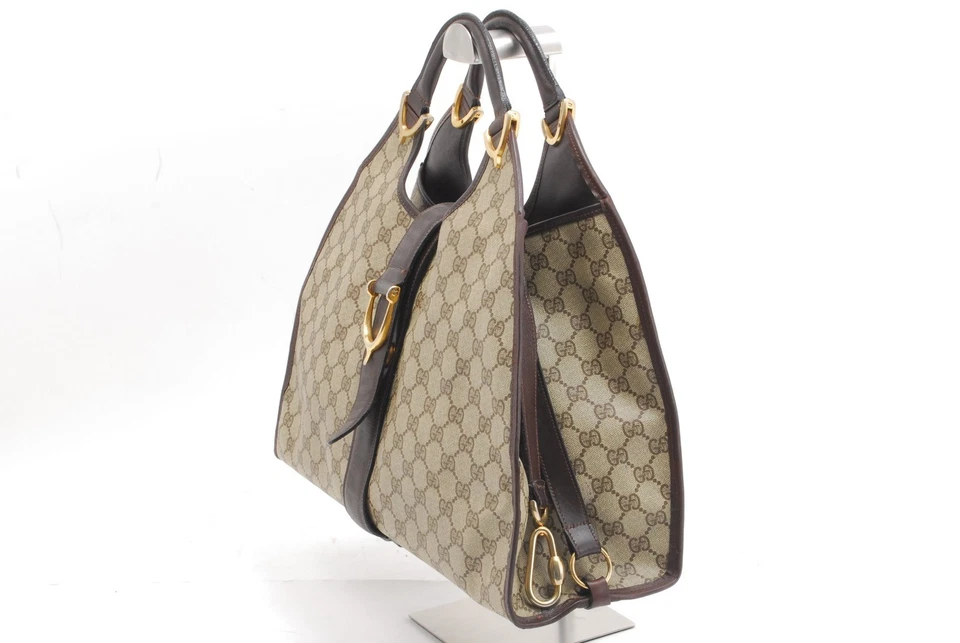 古驰 Stirrup GG Supreme PVC 皮革上衣手提包复古正品 #1073 — 第 2/4 张图片