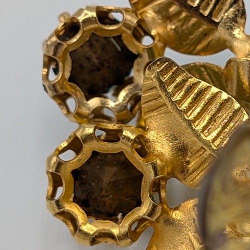 Vintage Österreich grüne Strass Brosche Ohrclips Set Demi Parure vergoldet - Bild 19 von 21
