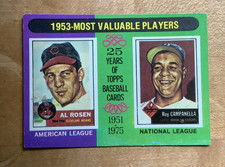 1975 Topps MVP's 1953 Roy Campenalla-Brooklyn Dodgers Al Rosen-Cleveland Indians