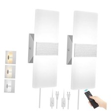 Plug in Wall Sconces with Stepless Adjustable 3000K-6500K Colors 2 PACK, Silver