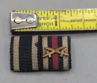 WWI German two-ribbon bar Iron Cross Second Class and Hindenburg Cross w swords