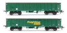 DAPOL 'OO' GAUGE PAIR OF MJA FRIEGHTLINER HEAVY HAUL BOGIE BOX VAN  WAGONS