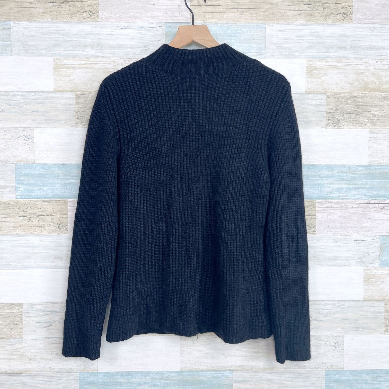 Mariele Waithe Cashmere Zip Sweater Jacket Black Plush Multi-Ply Womens Large image 3
