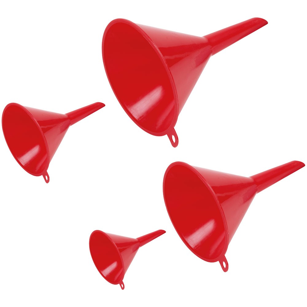 Sealey Small Funnel Set 4pc Economy Fixed Spout