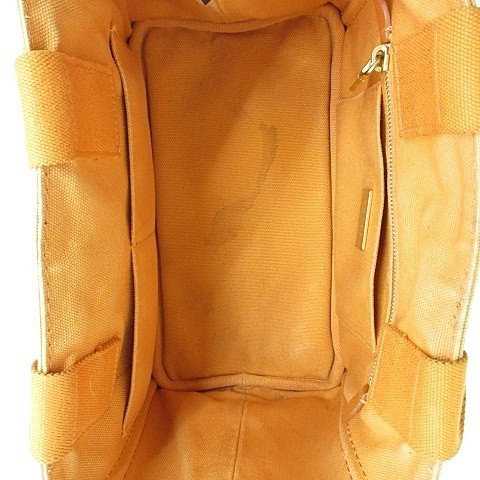 PRADA CANAPA S Mini Tote Bag Canvas Orange AA Ladies from japan thumbnail 7