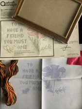 Bee a Friend Vintage Stamped Cross Stitch Kit with Frame Unworked 7x5