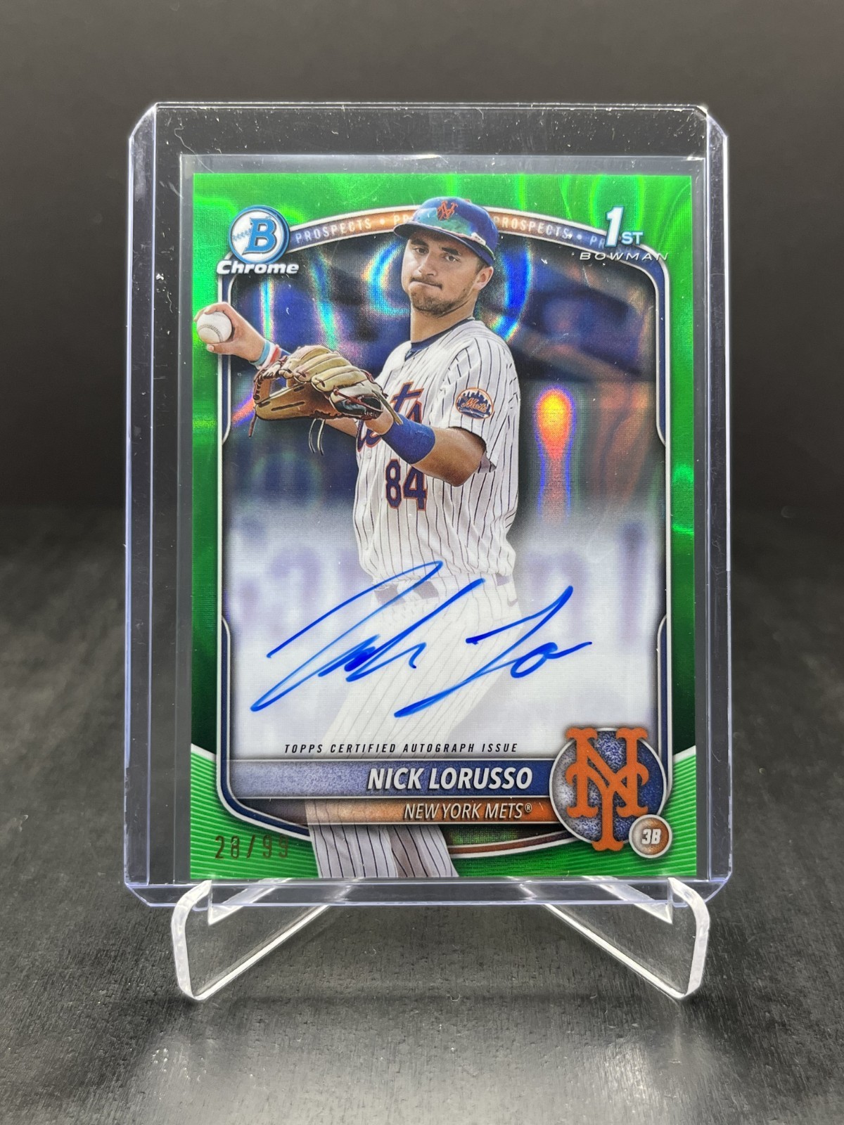 2025 Bowman Chrome Nick Lorusso 1st Bowman Autograph Green Lava 28/99 #CPA-NL
