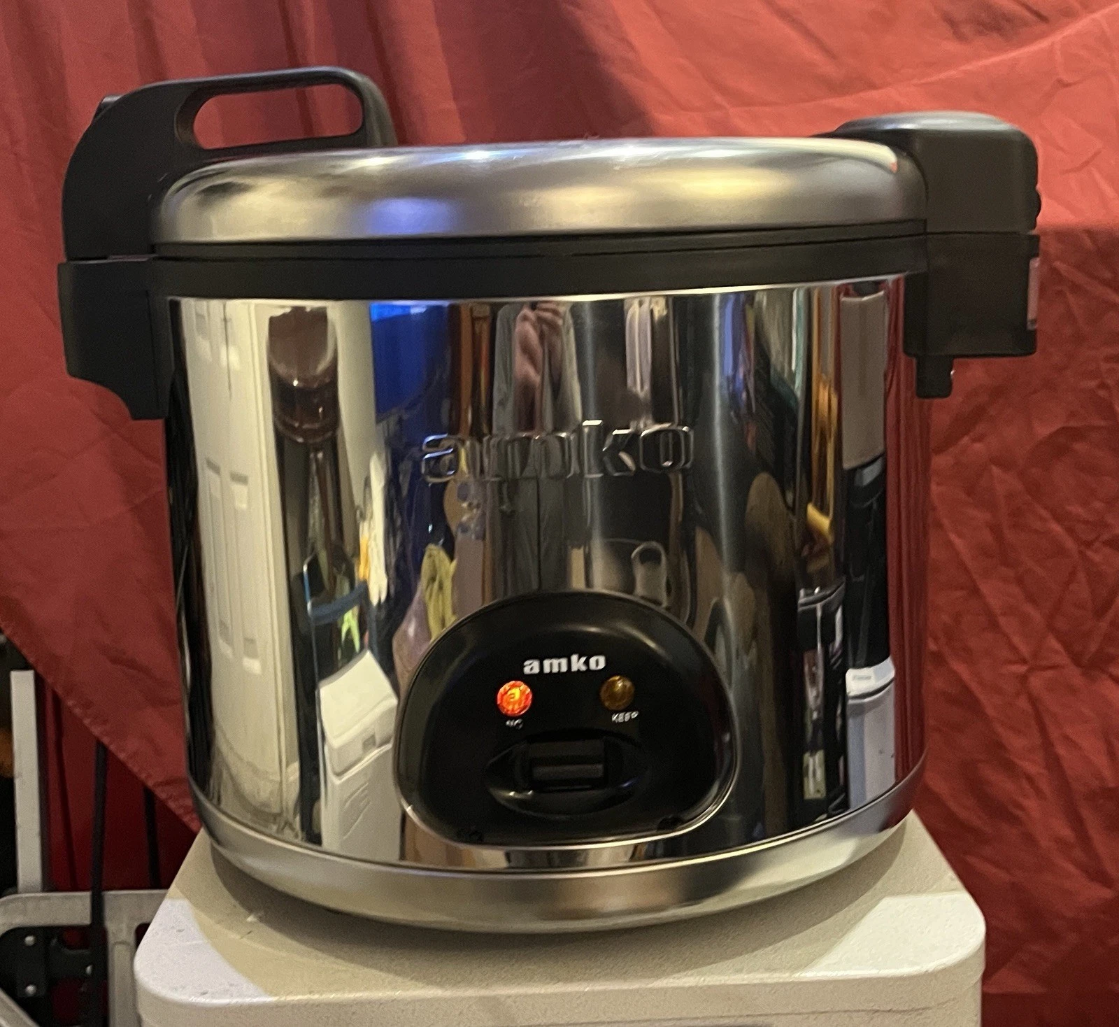 Amko Electric Rice Cooker & Warmer AK-60ERC 18L Silver VG PO Working Condition