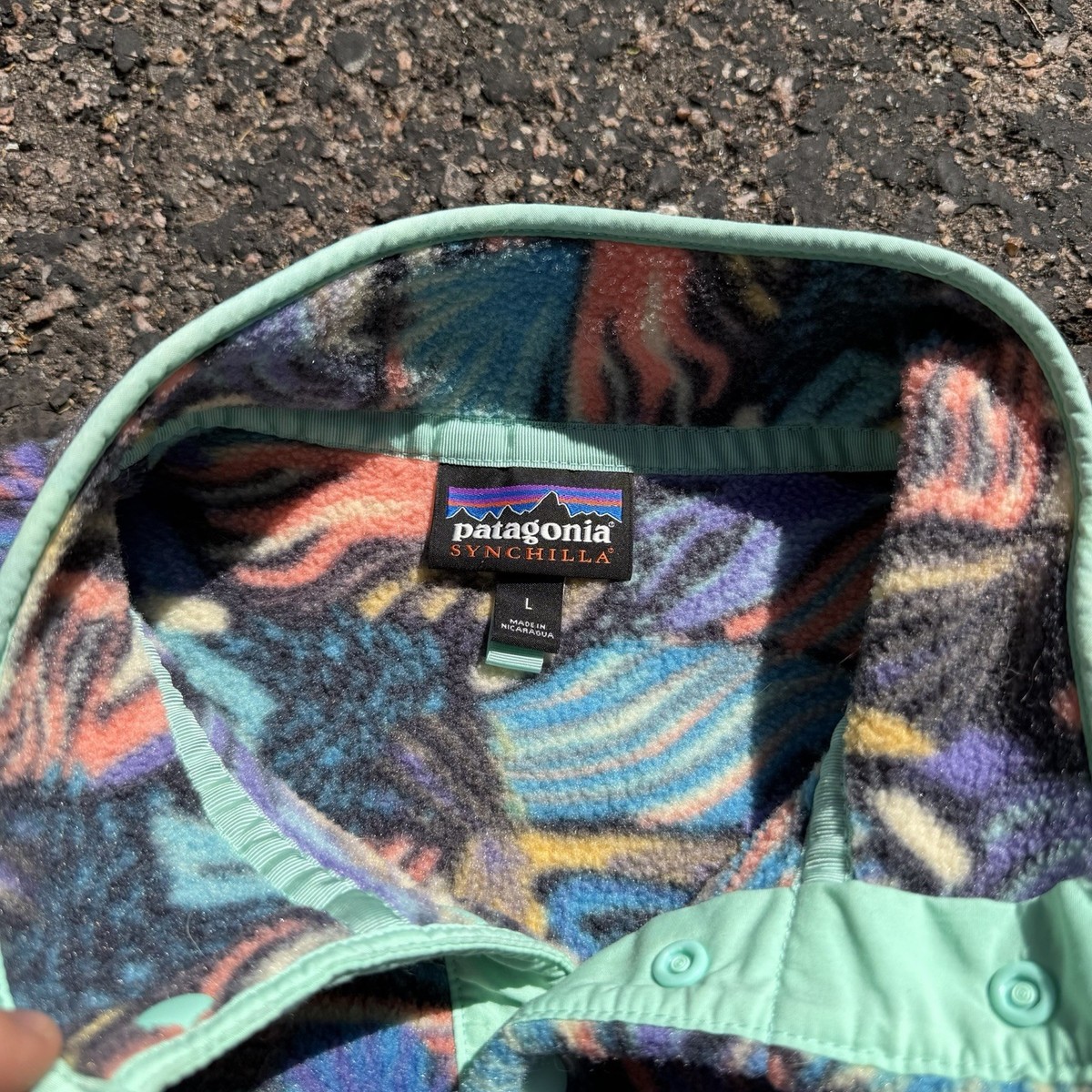 Patagonia Aztec Synchilla Snap-T Fleece Pullover Men Large Joy