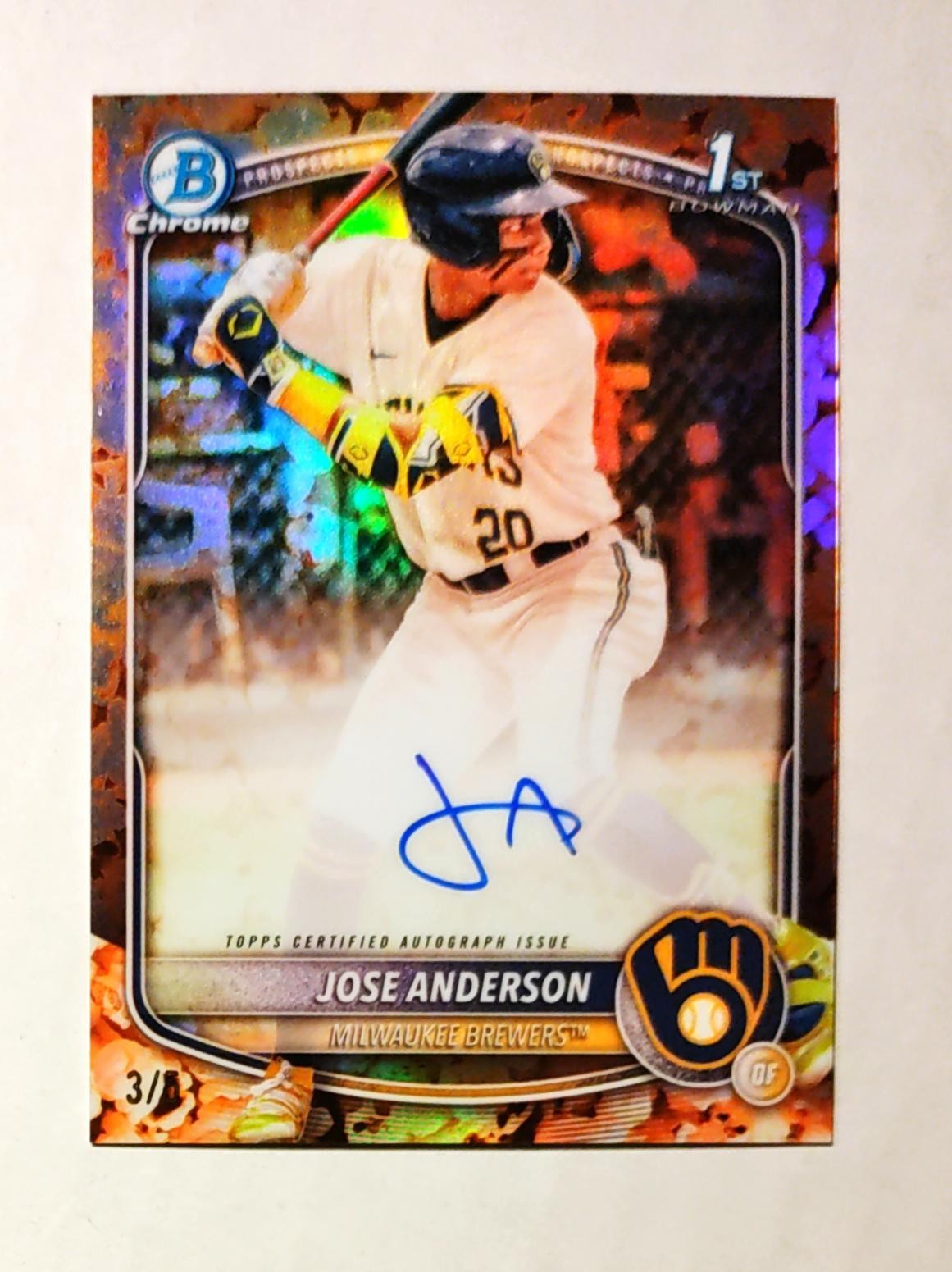 Jose Anderson 2025 1st Bowman Chrome AUTO Snackpack POPCORN REFRACTOR 3/5 RC C6