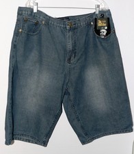 Men  s Baggy Denim Jorts 42W Y2K Hip Hop Skater Shorts Blue
