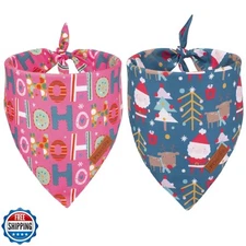 PTDECOR Christmas Dog Bandana, Reversible Holiday Xmas Pet Scarf, Multi Size,