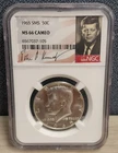 1965 SMS Kennedy Silver 50¢ NGC MS 66 Cameo (Kennedy Portrait Label) AF-16,17