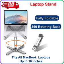 360  Rotating Metal Laptop Stand Riser Foldable Computer Notebook Holder Desk