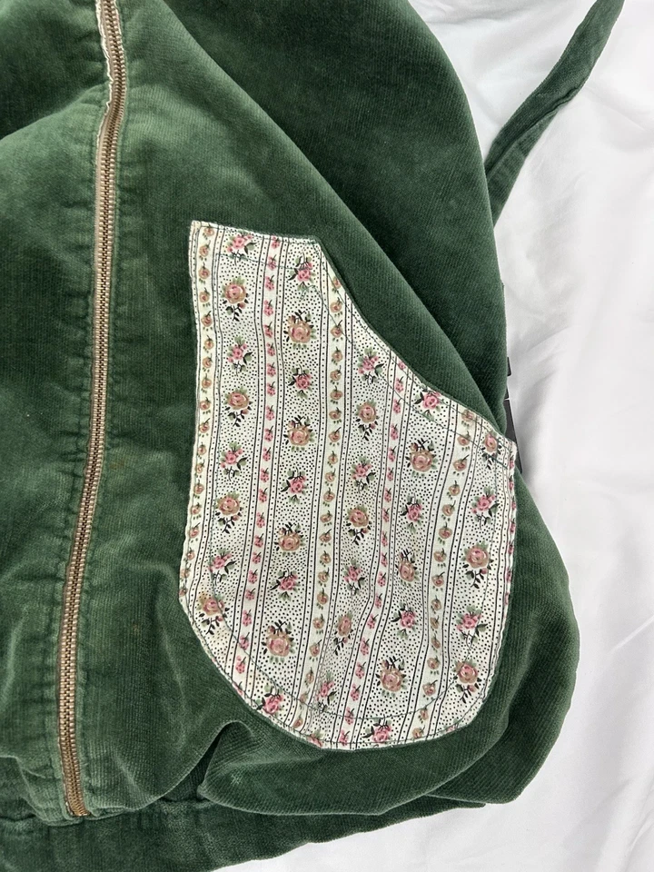 Portabebés Vintage Hunter Verde Pana y Floral Acurrucado Correas Ajustables Foto 4 de 4