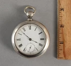 Antique American Waltham P.S Bartlet & Dueber Coin Silver Pocket Watch & Key, NR