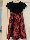 Kid Fashion Girls Black And Red Jacquard Print Dress EUC Size 4 — photo 2