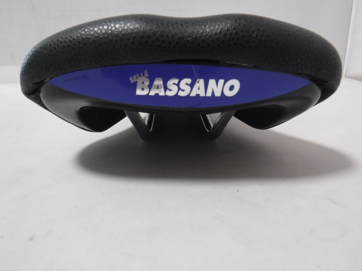 Vtg Selle Bassano Vuelta Bike Saddle Black Leather Made in Italy