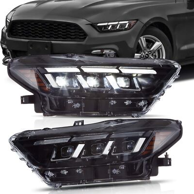 VLAND Full LED Headlights Assembly For 2015-2017 Ford Mustang WZ/Start-up Pair