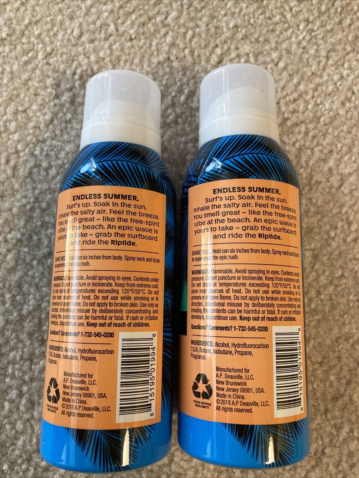 Lot of 2 Men's Riptide Amped Body Spray 4oz