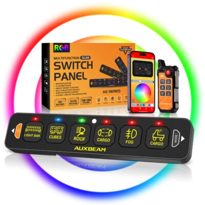 AUXBEAM 6 Slim Gang Switch Panel On-Off/Remote Car LED Light