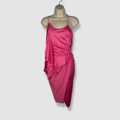 $1835 Alexandre Vauthier Women's Pink Draped Ruffled Mini Dress Size 36